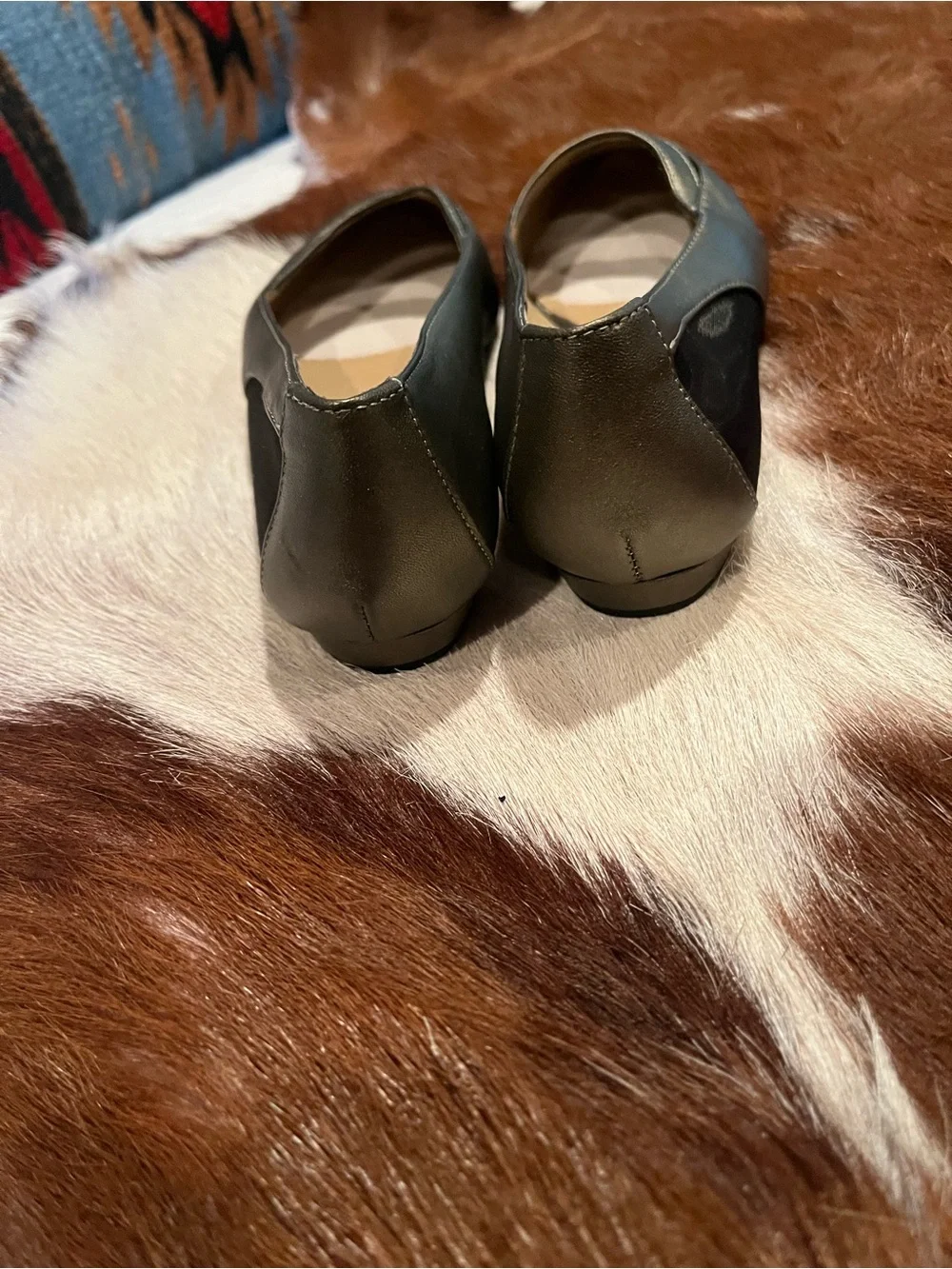 Neiman Marcus Olive Green Leather Ballet Flats